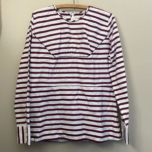 Marni white and burgundy striped crewneck top